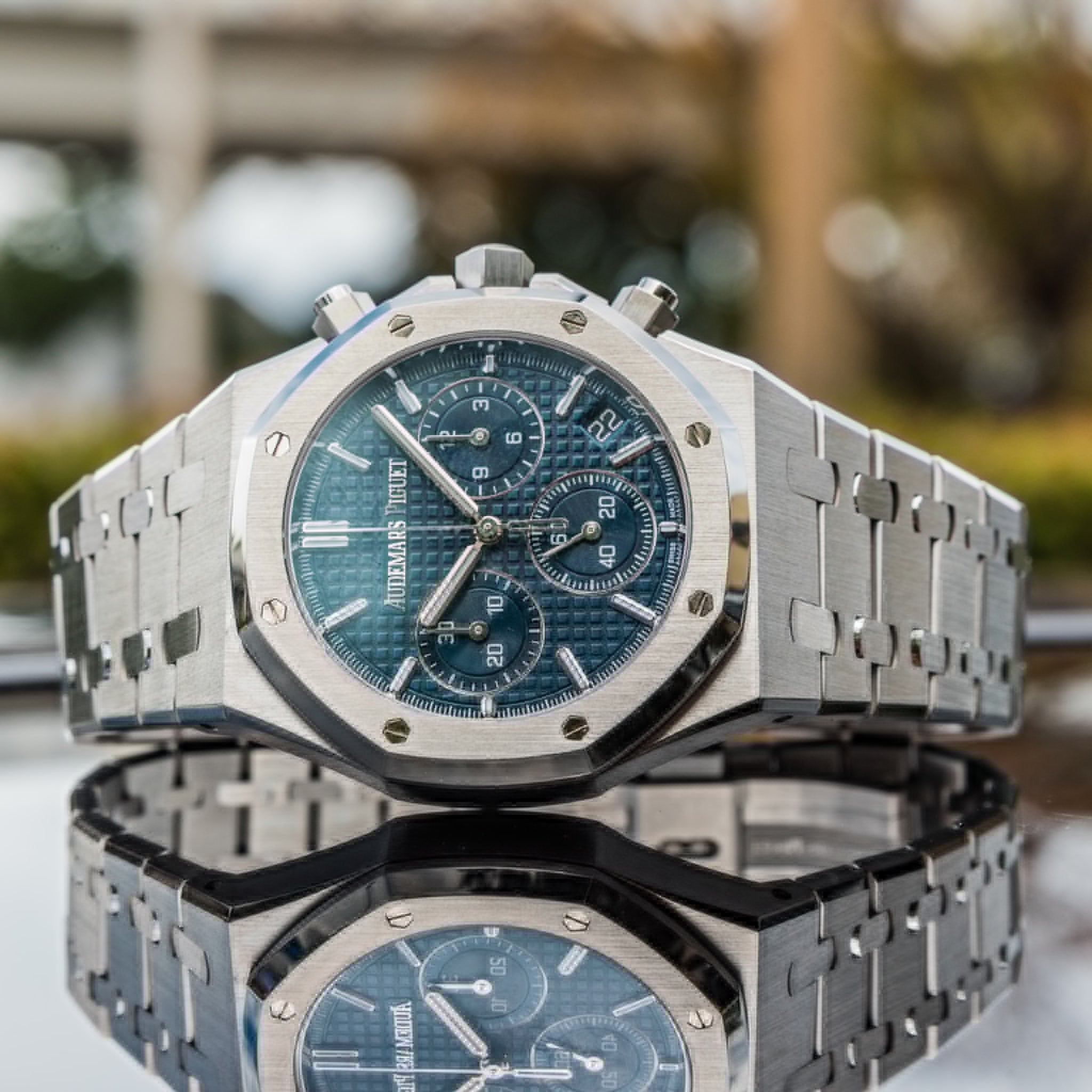 audemars piguet royal oak chronograph steel blue dial