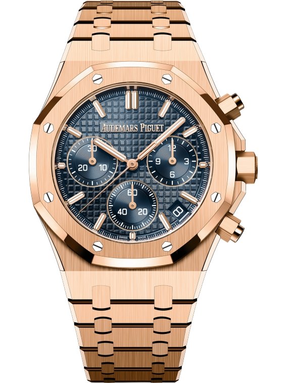 audemars piguet royal oak chronograph blue dial rose gold