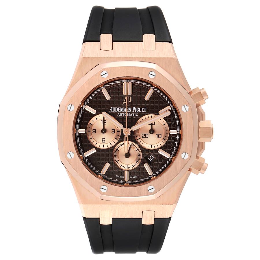 Buy Audemars Piguet Royal Oak Chronograph Rose Gold Leather Strap | Elegant Swiss Watch